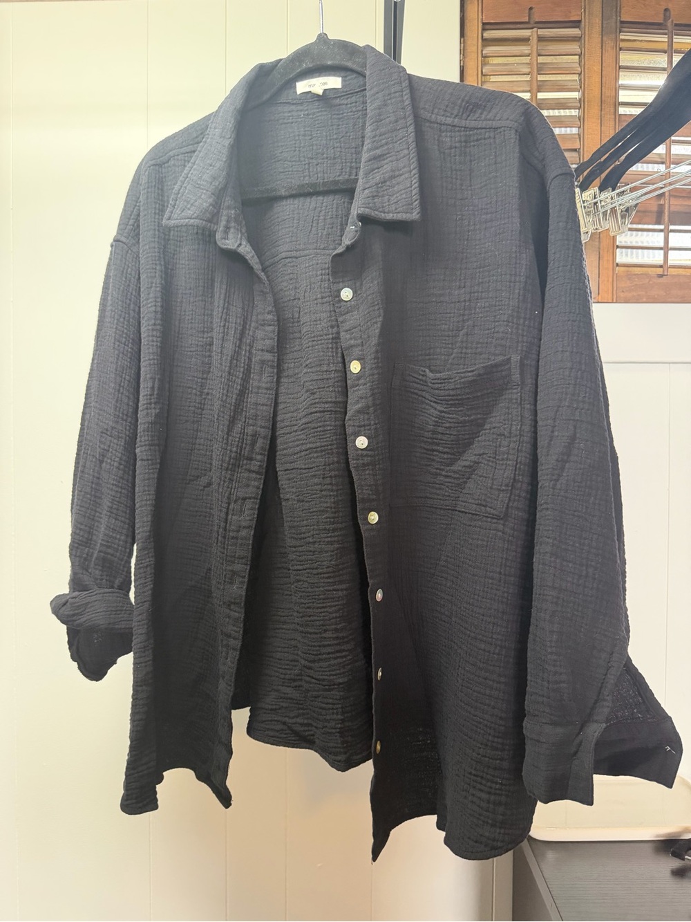 Maurices Black Textured Button-Front Shirt Jacket